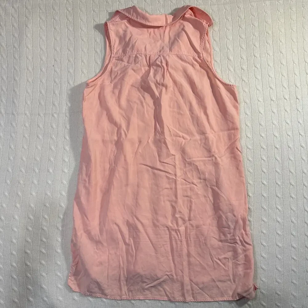 Bella Dahl Sleeveless A-line Wild Coral Pink Beach Boho Summer Shirtdress L - Picture 7 of 7